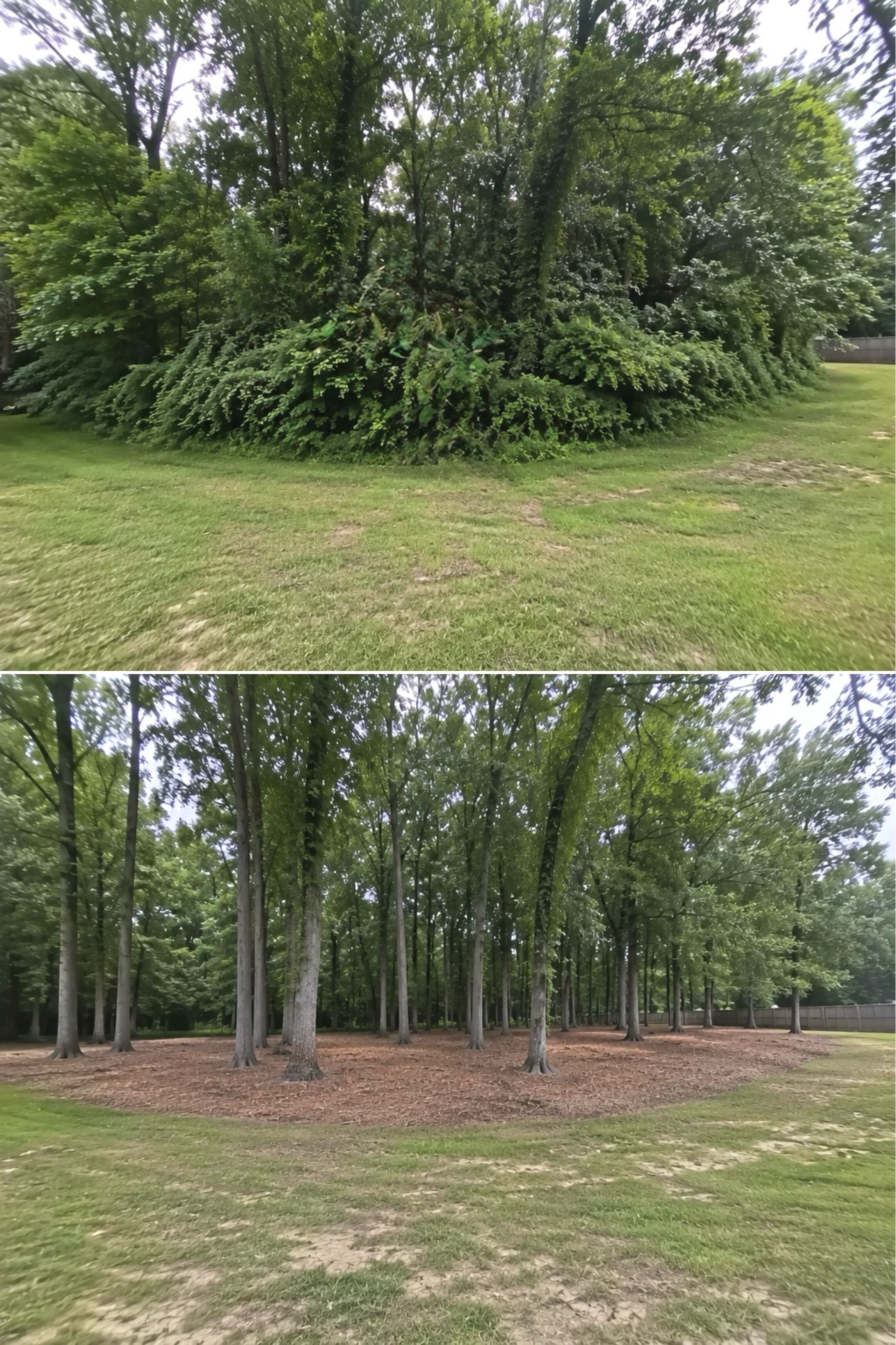 Land clearing before and after