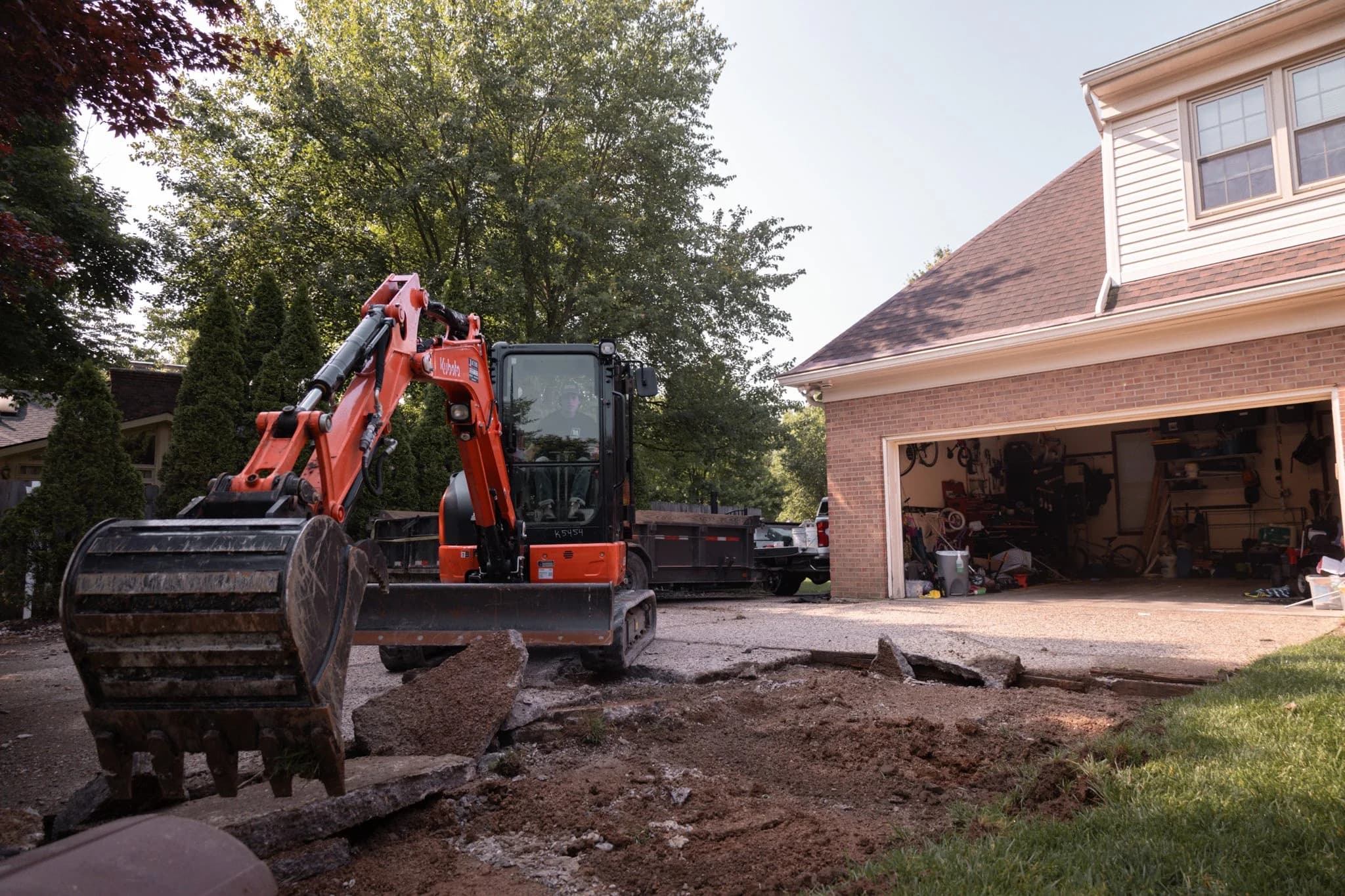 Kubota excavator on site